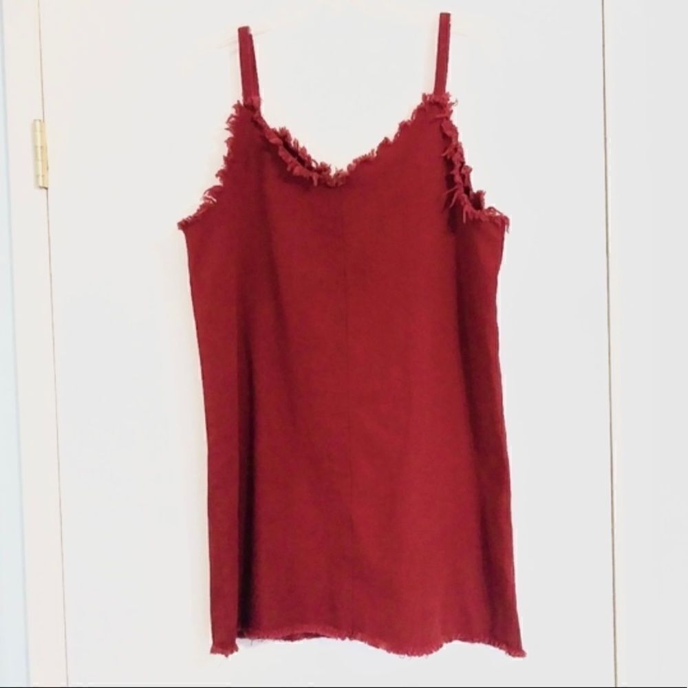NWT Sadie & Sage Red Distressed Denim Dress